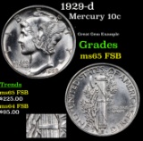 1929-d Mercury Dime 10c Grades GEM FSB