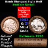 Buffalo Nickel Shotgun Roll in Old Bank Style 'AUTOMAT Horn & Hardart' Wrapper 1920 & d Mint Ends