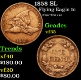 1858 SL Flying Eagle Cent 1c Grades vf++