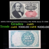 1870's US Fractional Currency 25c Fifth Issue fr-1308 Grades Gem CU