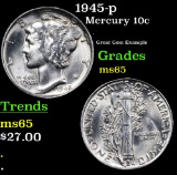 1945-p Mercury Dime 10c Grades GEM Unc