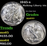 1945-s Walking Liberty Half Dollar 50c Grades Choice+ Unc