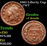 1863 Liberty Cap Civil War Token 1c Grades vf details