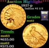 ***Auction Highlight*** 1927-p Gold Indian Quarter Eagle $2 1/2 Graded Select Unc By USCG (fc)