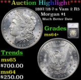 ***Auction Highlight*** 1897/18-7-s Vam 2 R5 Morgan Dollar $1 Graded ms64+ By SEGS (fc)