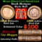 Mixed small cents 1c orig shotgun roll, 1919-d Wheat Cent, 1899 Indian cent other end, Seal Strong W