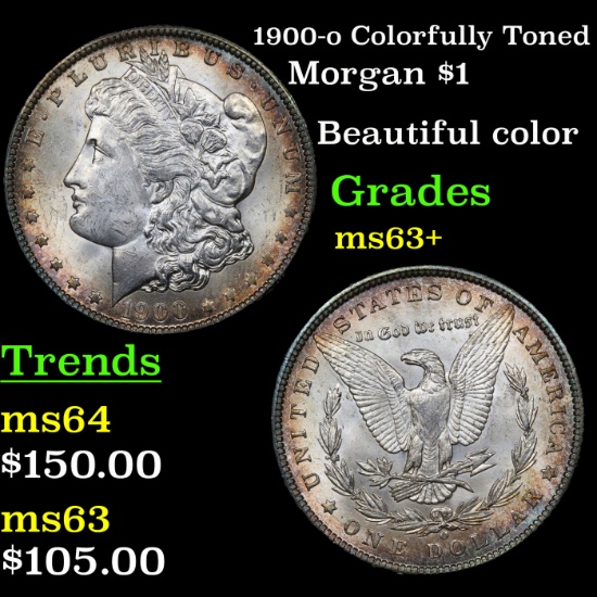 1900-o Colorfully Toned Morgan Dollar $1 Grades Select+ Unc