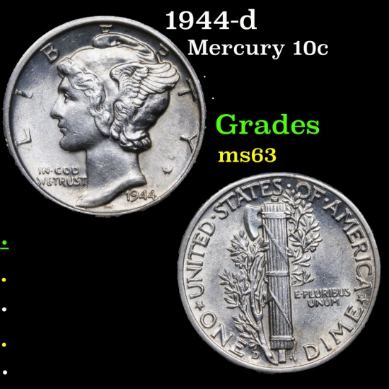 1944-d Mercury Dime 10c Grades Select Unc