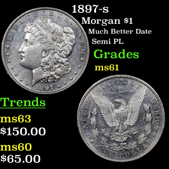1897-s Morgan Dollar $1 Grades BU+