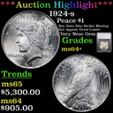 ***Auction Highlight*** 1924-s Peace Dollar $1 Graded ms64+ By SEGS (fc)