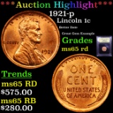 ***Auction Highlight*** 1921-p Lincoln Cent 1c Graded GEM Unc RD By USCG (fc)