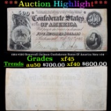 ***Auction Highlight*** 1864 $500 Stonewall Jackson Confederate States Of America Note t-64 Grades x