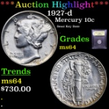 ***Auction Highlight*** 1927-d Mercury Dime 10c Graded Choice Unc By USCG (fc)