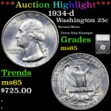 ***Auction Highlight*** 1934-d Washington Quarter 25c Graded ms65 By SEGS (fc)