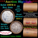 ***Auction Highlight*** Full solid Key date 1894-o Morgan silver dollar roll, 20 coins (fc)