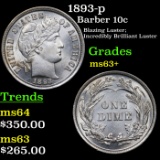1893-p Barber Dime 10c Grades Select+ Unc
