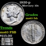 1920-p Mercury Dime 10c Grades Select Unc FSB