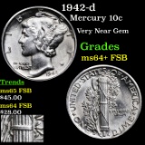1942-d Mercury Dime 10c Grades Choice Unc+ FSB