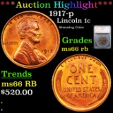 ***Auction Highlight*** 1917-p Lincoln Cent 1c Graded ms66 rb By SEGS (fc)