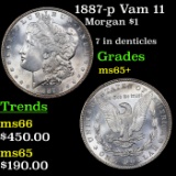 1887-p Vam 11 Morgan Dollar $1 Grades GEM+ Unc