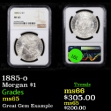 NGC 1885-o Morgan Dollar $1 Graded ms65 By NGC