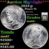 ***Auction Highlight*** 1923-p Peace Dollar $1 Graded ms66+ By SEGS (fc)