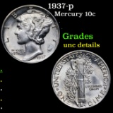 1937-p Mercury Dime 10c Grades Unc Details