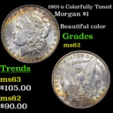 1901-o Colorfully Toned Morgan Dollar $1 Grades Select Unc