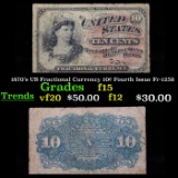 1870's US Fractional Currency 10¢ Fourth Issue Fr-1258 Grades f+