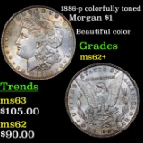 1886-p colorfully toned Morgan Dollar $1 Grades Select Unc