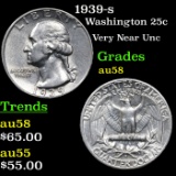 1939-s Washington Quarter 25c Grades Choice AU/BU Slider