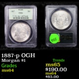 PCGS 1887-p OGH Morgan Dollar $1 Graded ms64 By PCGS