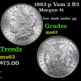 1883-p Vam 2 R5 Morgan Dollar $1 Grades Select Unc