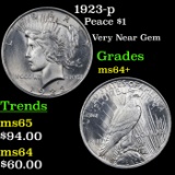 1923-p Peace Dollar $1 Grades Choice+ Unc