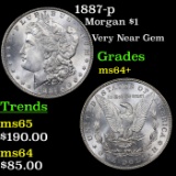 1887-p Morgan Dollar $1 Grades Choice+ Unc