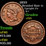 1855 Braided Hair Large Cent 1c Grades vf++