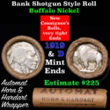 Buffalo Nickel Shotgun Roll in Old Bank Style 'Automat Horn & Hardhat' Wrapper 1919 & d Mint Ends