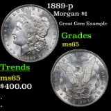 1889-p Morgan Dollar $1 Grades GEM Unc