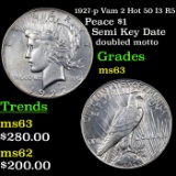 1927-p Vam 2 Hot 50 I3 R5 Peace Dollar $1 Grades Select Unc