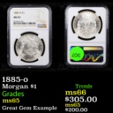 NGC 1885-o Morgan Dollar $1 Graded ms65 By NGC