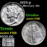 1925-p Mercury Dime 10c Grades Choice Unc FSB