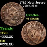 1787 New Jersey Colonial Cent 1c Grades vf details