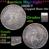 ***Auction Highlight*** 1808/7 Capped Bust Half Dollar 50c Graded vf35 By SEGS (fc)