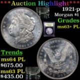 ***Auction Highlight*** 1921-p Morgan Dollar $1 Graded Select Unc+ PL By USCG (fc)