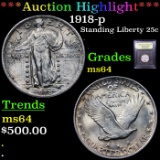 ***Auction Highlight*** 1918-p Standing Liberty Quarter 25c Graded Choice Unc By USCG (fc)