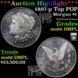 ***Auction Highlight*** 1897-p Top POP Morgan Dollar $1 Graded ms66 DMPL BY SEGS (fc)