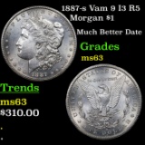 1887-s Vam 9 I3 R5 Morgan Dollar $1 Grades Select Unc