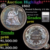 Proof ***Auction Highlight*** 1862 Seated Liberty Half Dime 1/2 10c Graded pr66 By SEGS (fc)