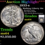 ***Auction Highlight*** 1933-s Walking Liberty Half Dollar 50c Graded ms64 By SEGS (fc)