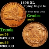 1858 SL Flying Eagle Cent 1c Grades Choice AU